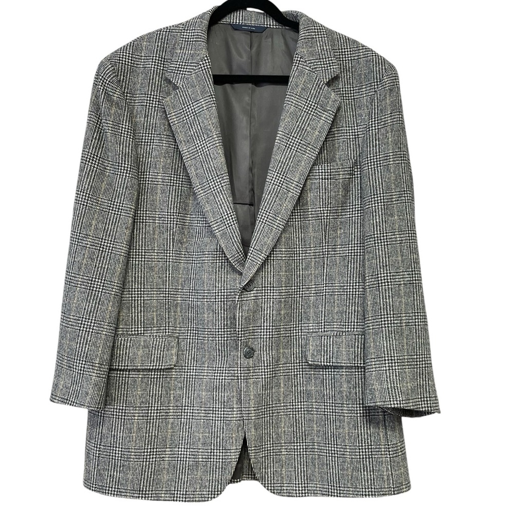 Brooks Brothers Blazer Suit Jacket Sport Coat Grey Plaid Camel Hair 42 Short Arm